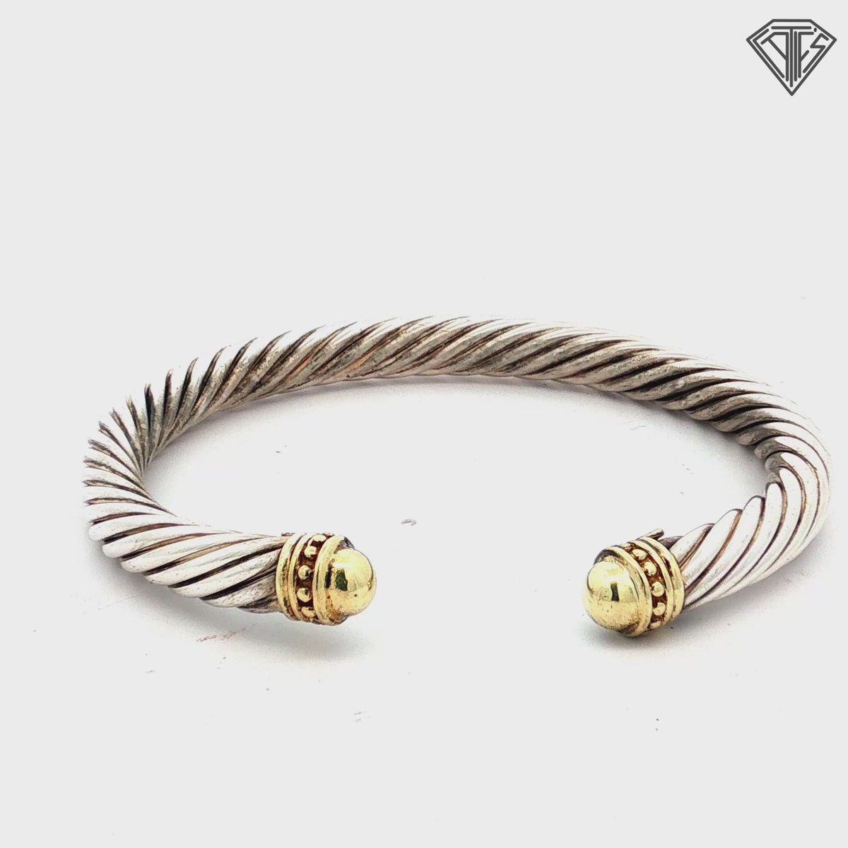 Pre-Loved David Yurman Two Toned 18k Yellow Gold / Sterling Silver Cable Cuff Bracelet   10mm  7"in Wrist  73.9 gram