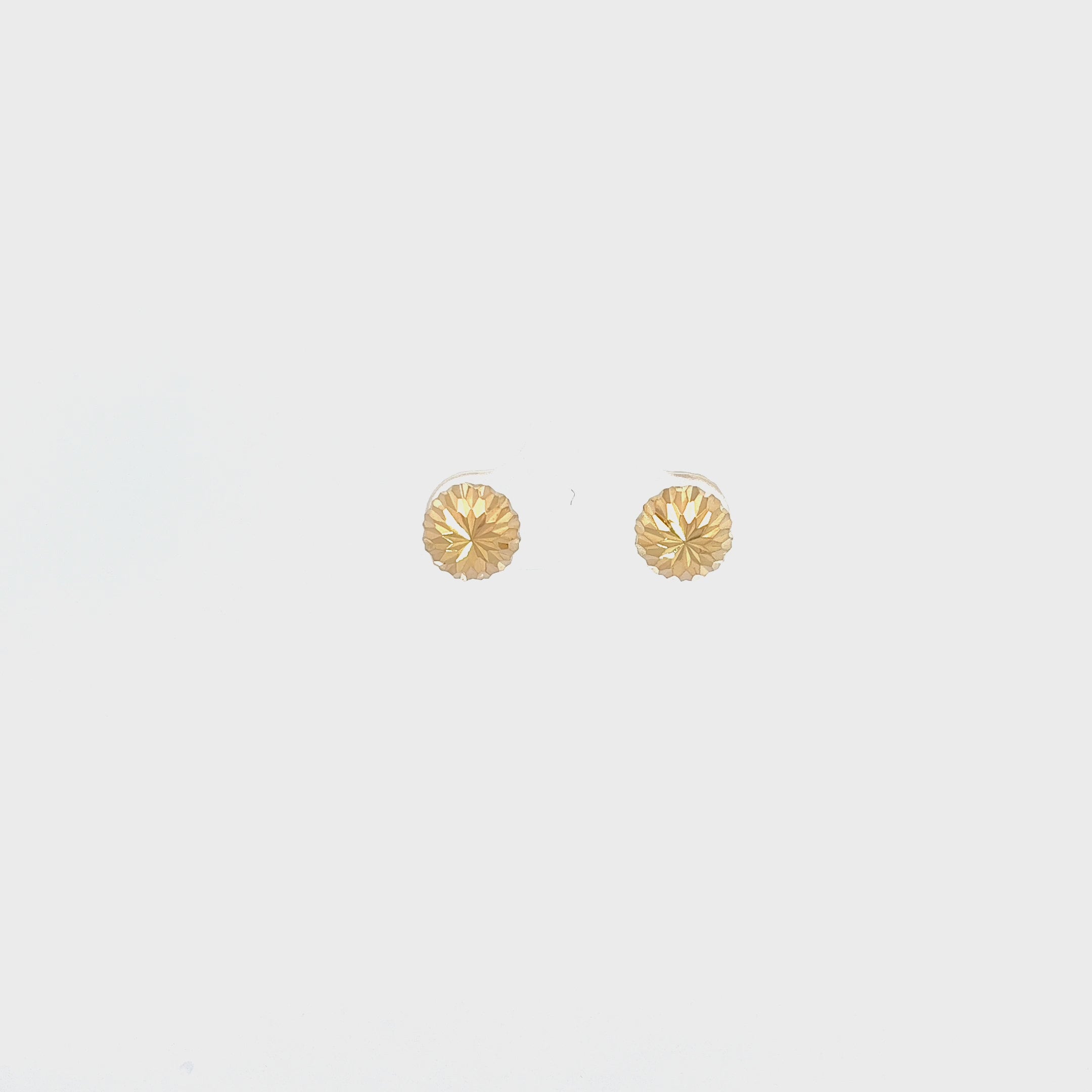 18k Yellow Gold Diamond Cut Domed 8mm Round 1/2 Ball Stud Earrings