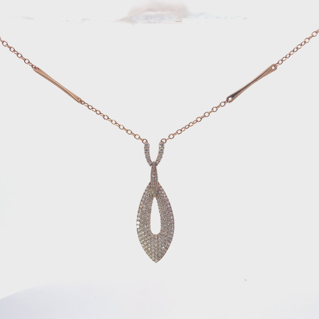 14k Rose Gold 1.83ct F VS2 Round Diamond Drop Necklace