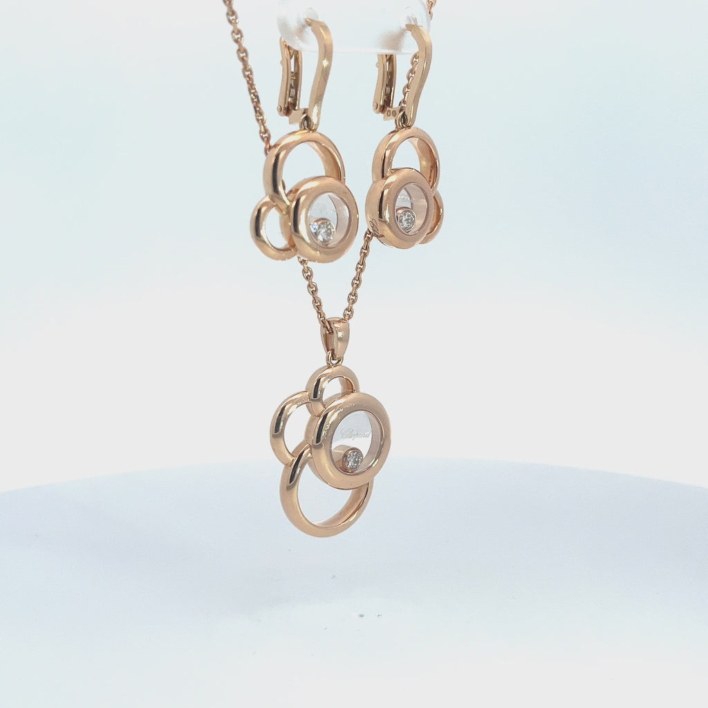 Chopard Happy Diamonds Happy Dreams 18k Rose Gold Necklace And Earring Set
