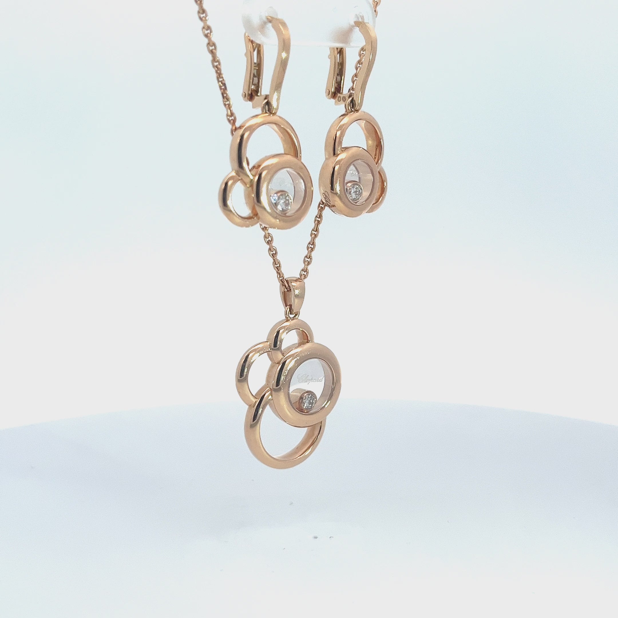 Chopard Happy Diamonds Happy Dreams 18k Rose Gold Necklace And Earring Set