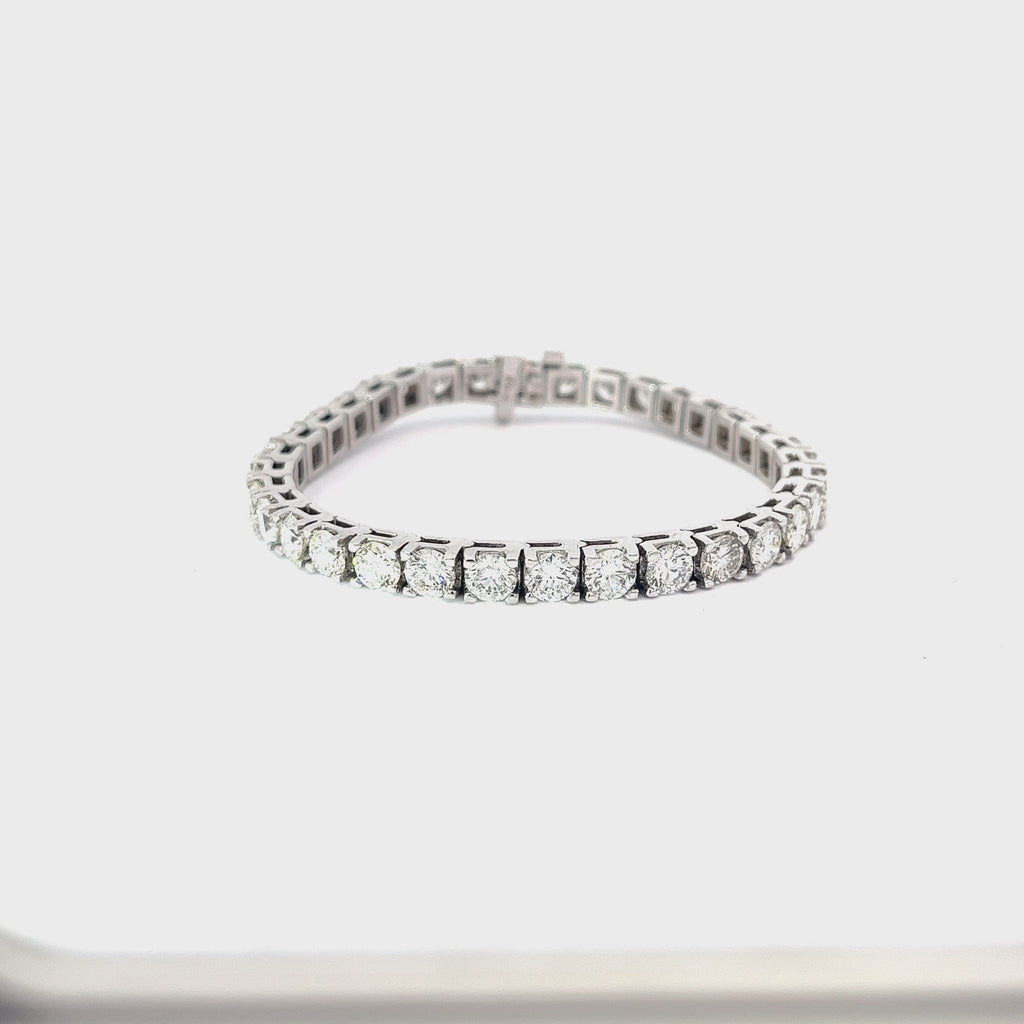 14k White Gold 13.45ct F VS2 Round Diamond Tennis Bracelet