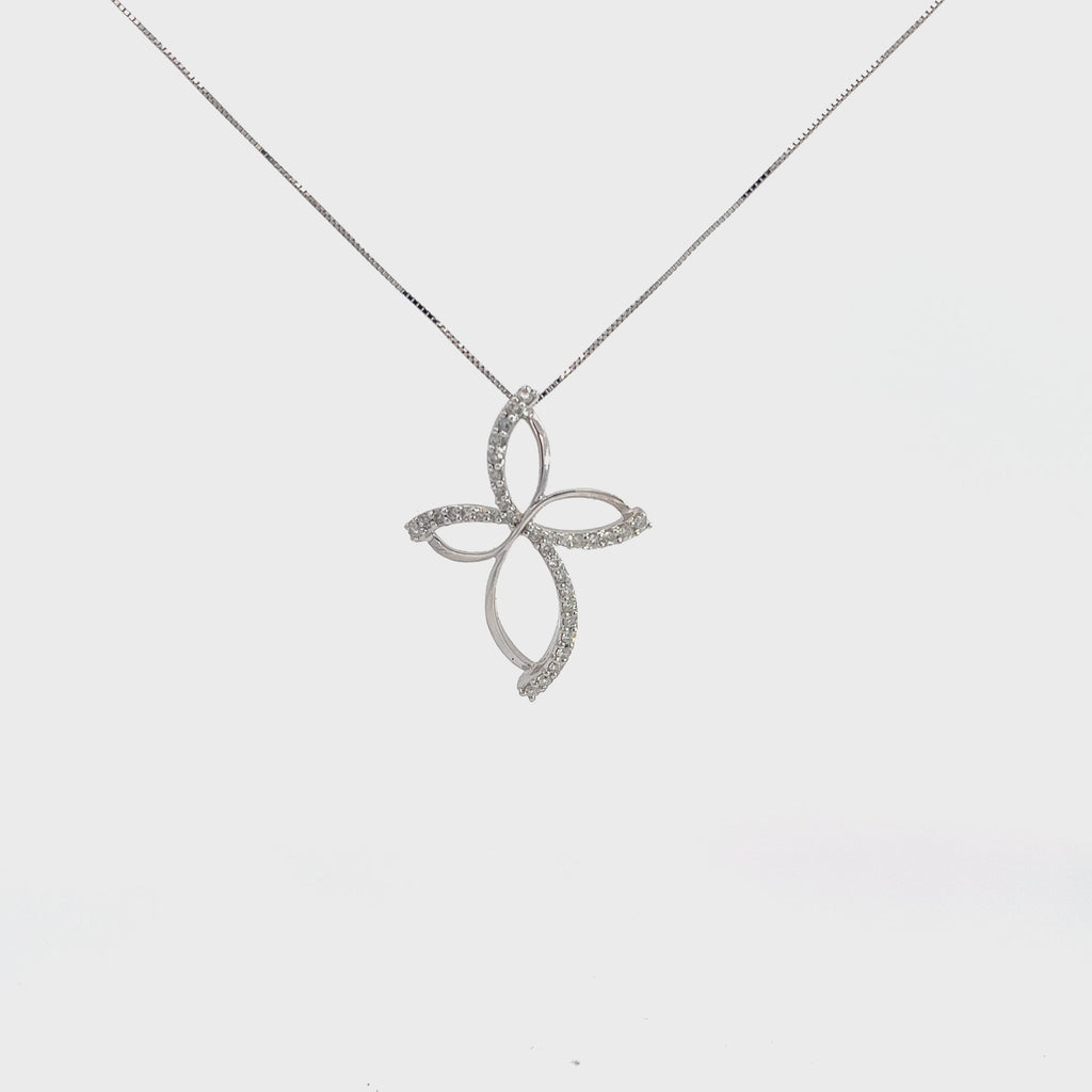 18k White Gold .50ct G SI1 Round Diamond Cross Necklace