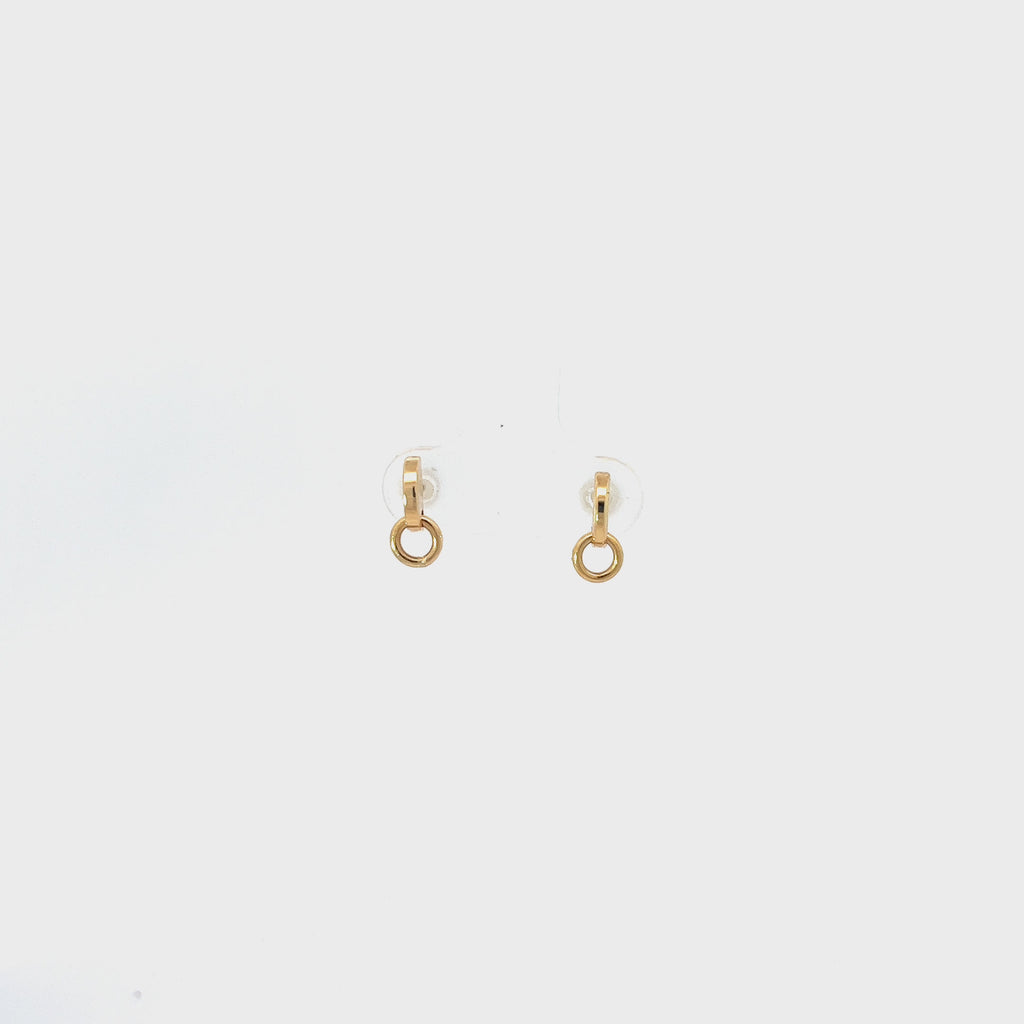 14k Yellow Gold 3D Half Disk /Loop Stud Baby Earrings
