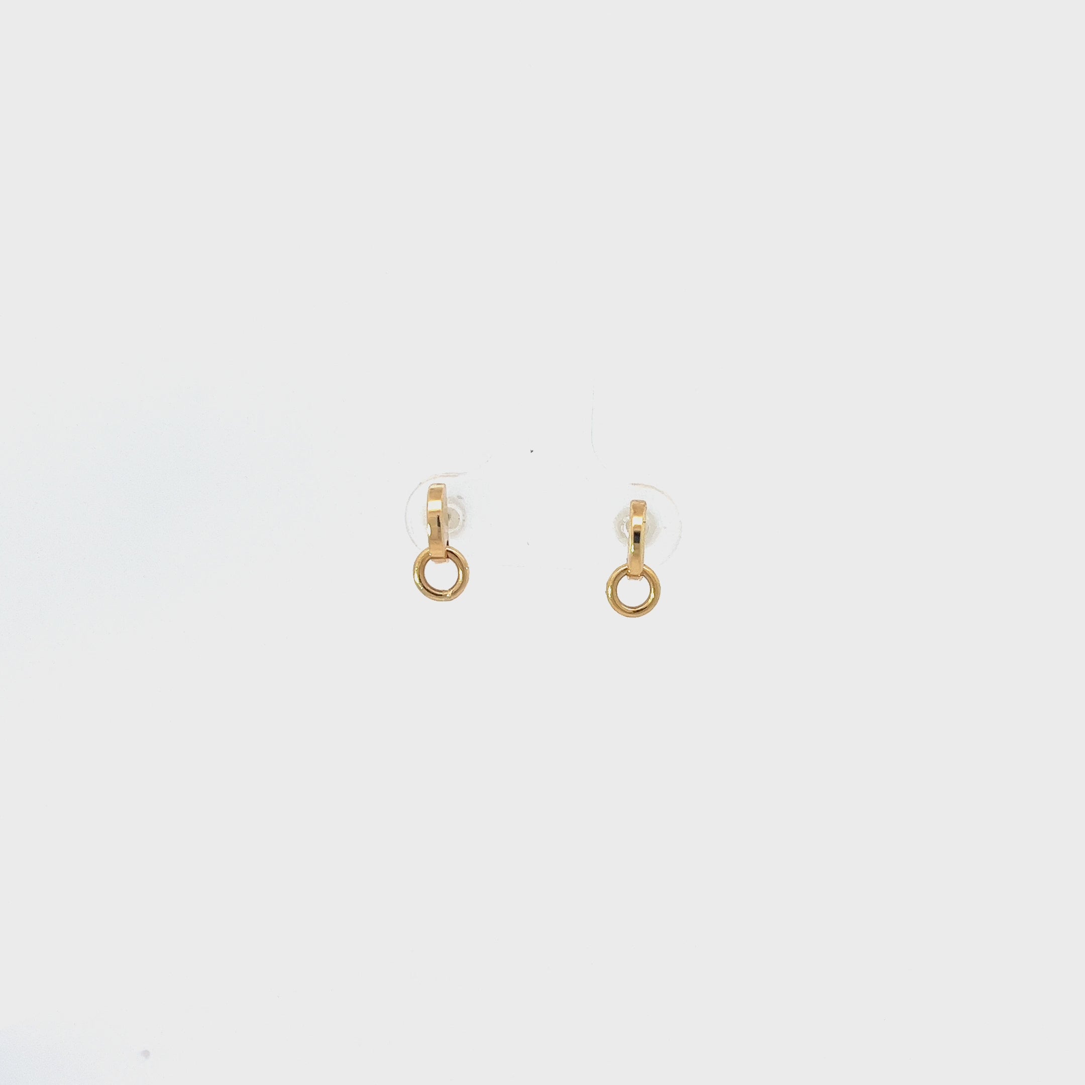 14k Yellow Gold 3D Half Disk /Loop Stud Baby Earrings