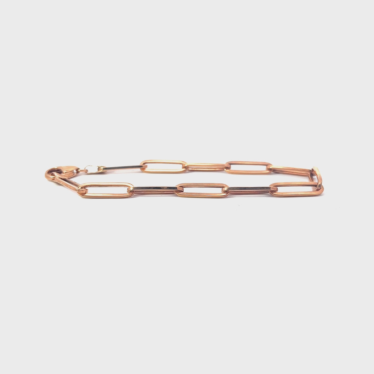 14k Rose Gold Hollow Paperclip Link Bracelet 5.10mm
