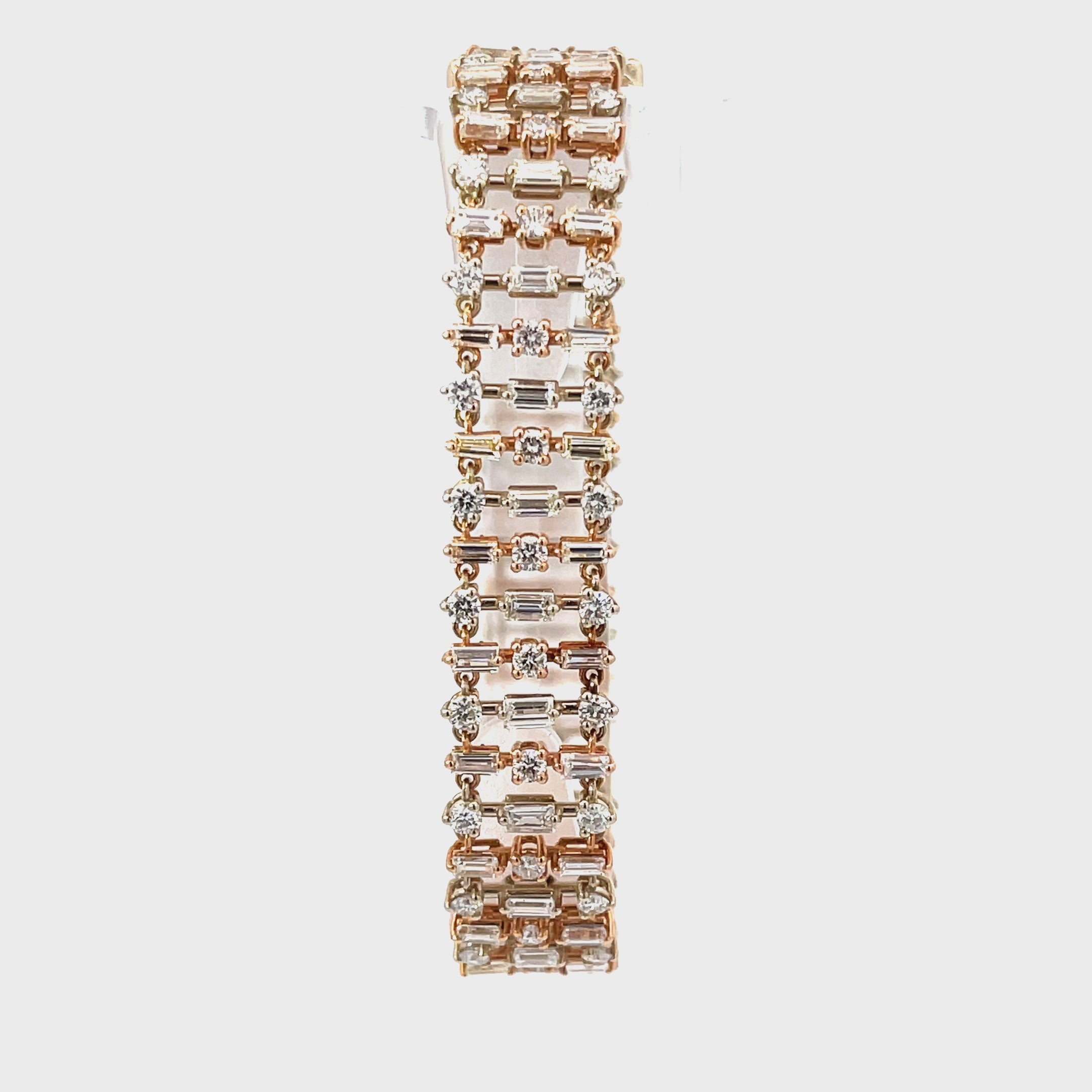 18k Rose Gold 9.16ct H VS2  Baguette and Round Diamond Bracelet