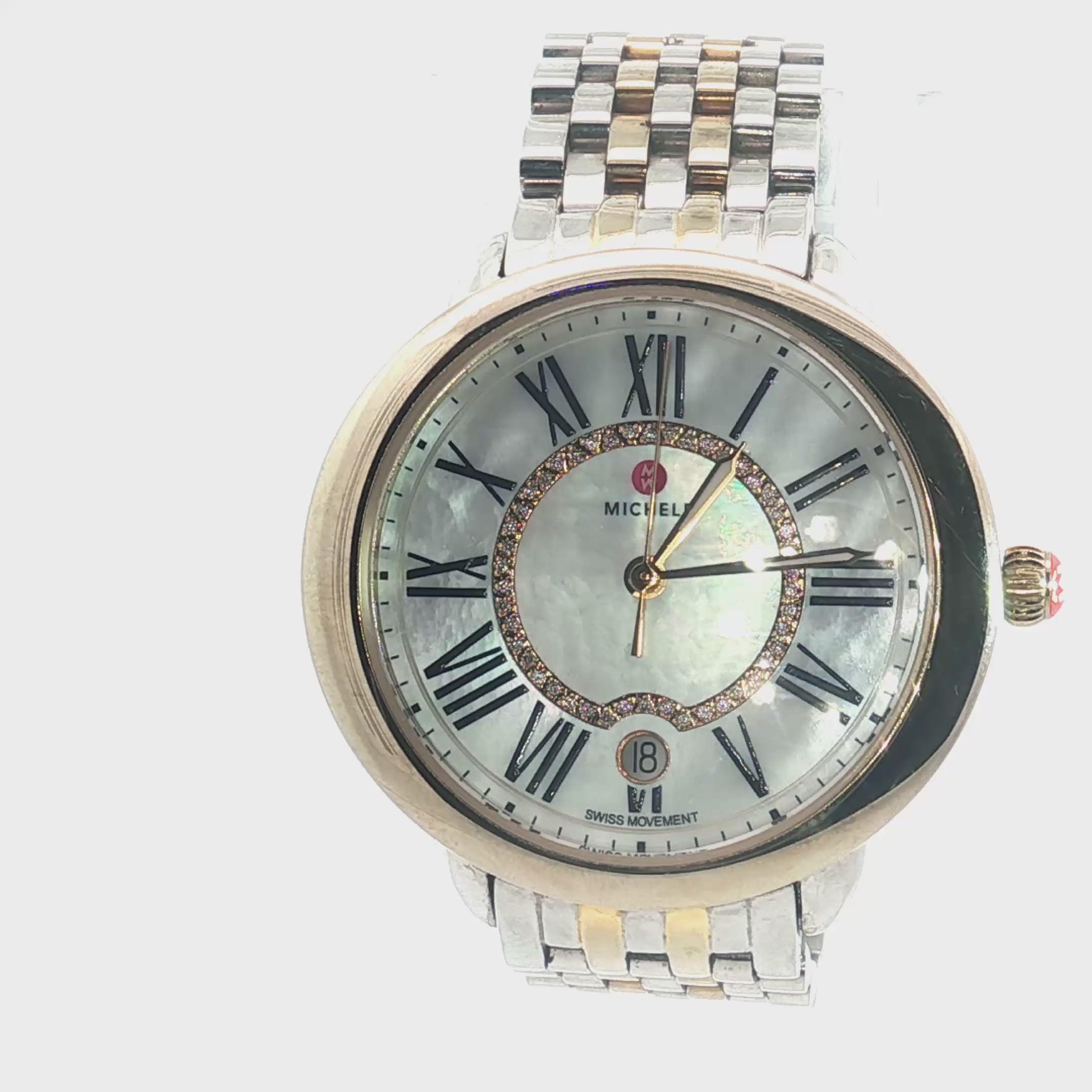 Pre-Owned Michele Serein 16 Mother of Pearl Dial / Two Tone/ Watch