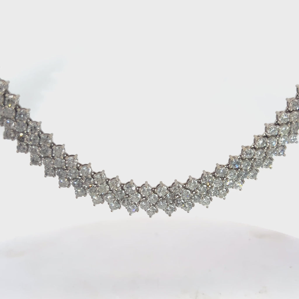 14k White Gold 72.00ct G SI2/ I1 Round Diamond 4 Row Diamond Tennis Necklace