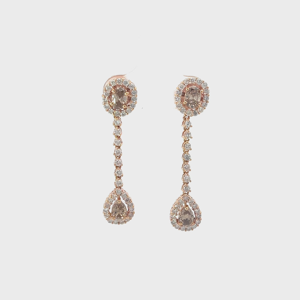 18k Rose Gold 1.30ct Chocolate and White Diamond Earrings