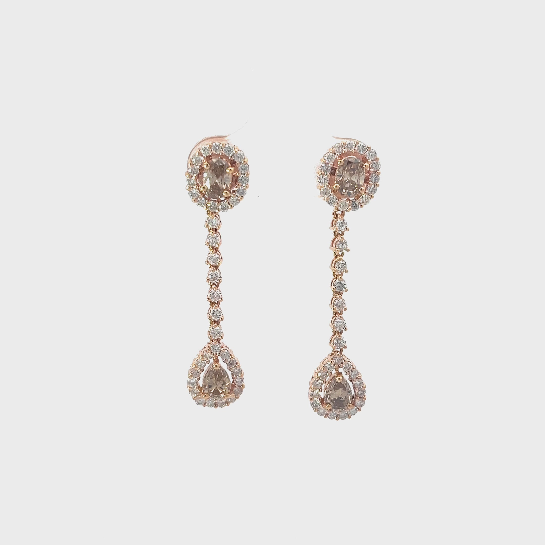 18k Rose Gold 1.30ct Chocolate and White Diamond Earrings