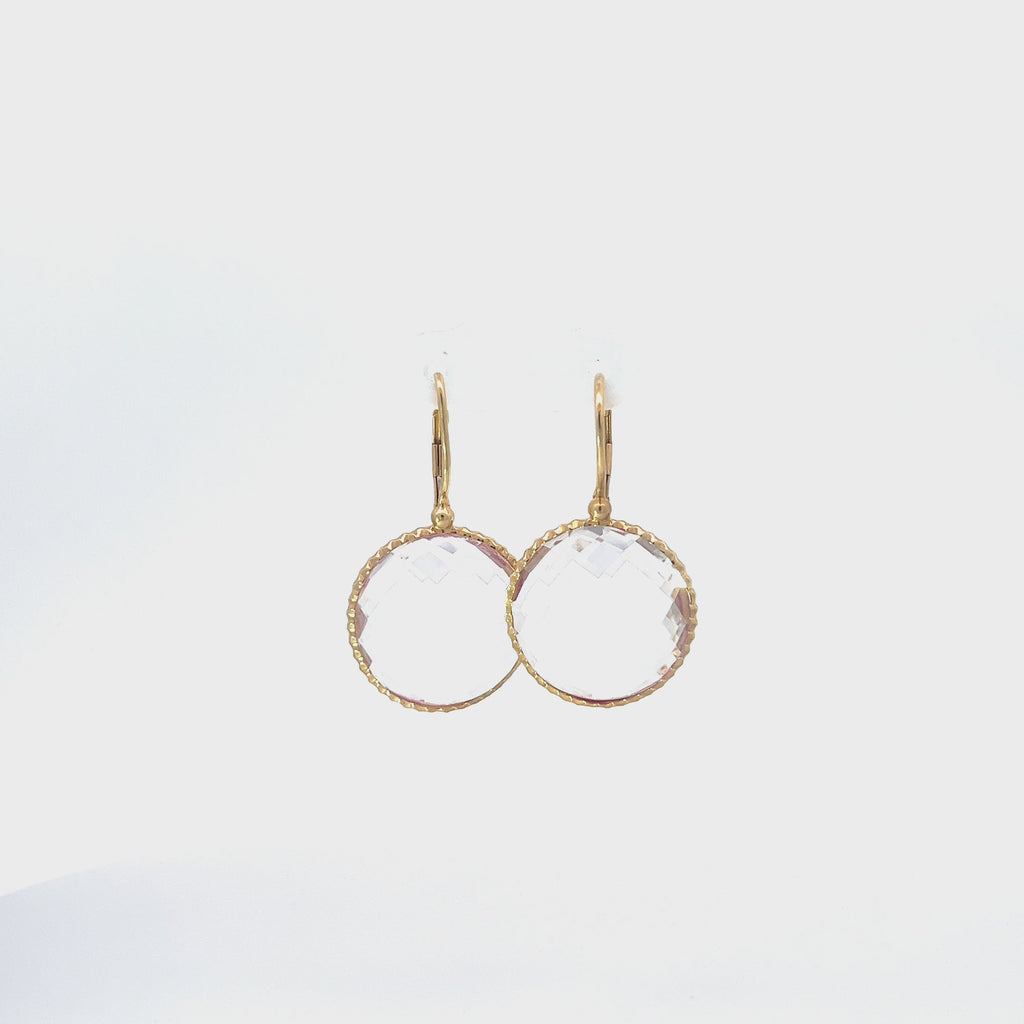 14k Yellow Gold White Topaz Dangle Earrings