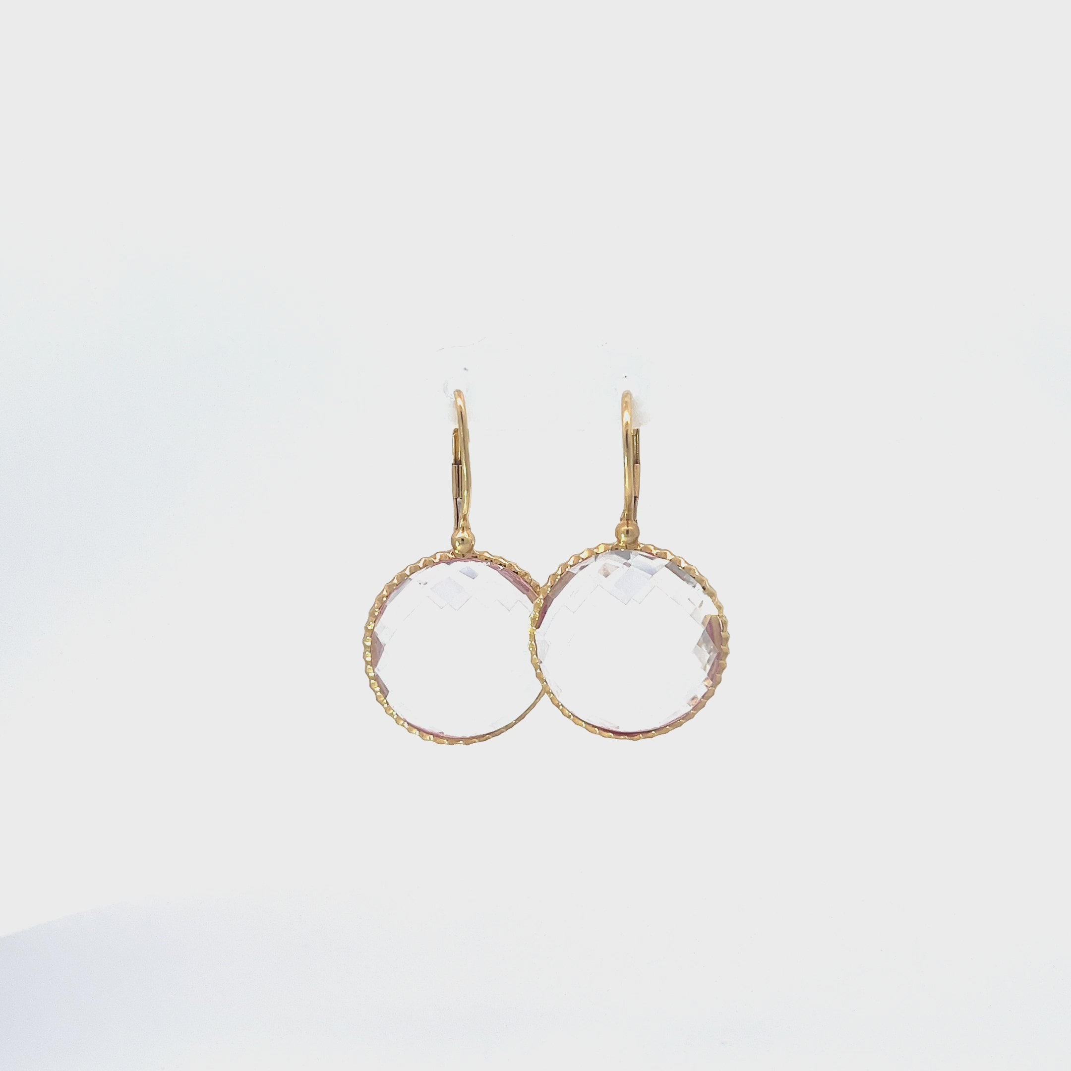 14k Yellow Gold White Topaz Dangle Earrings