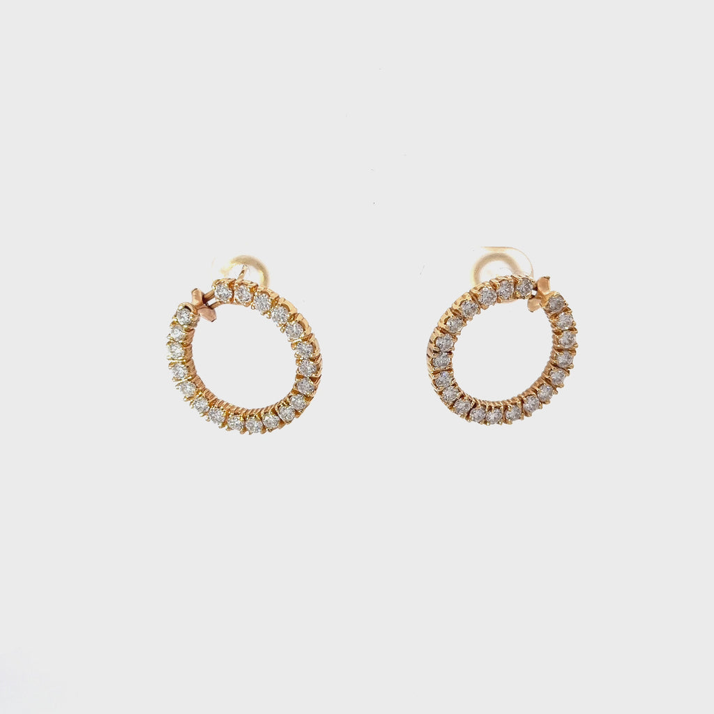 14k Yellow Gold 2.00ct F VS2 Round Diamond  Eternity Loop Earrings