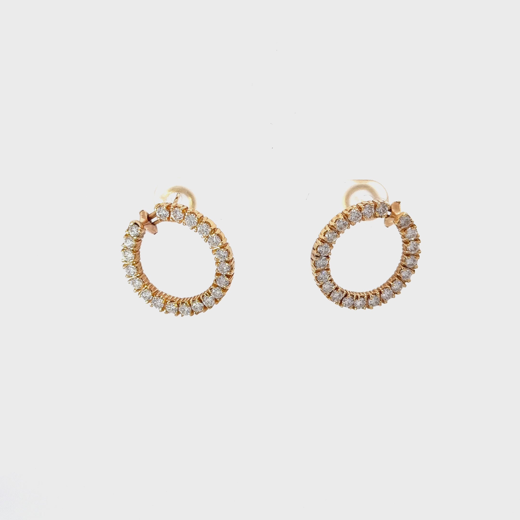 14k Yellow Gold 2.00ct F VS2 Round Diamond  Eternity Loop Earrings