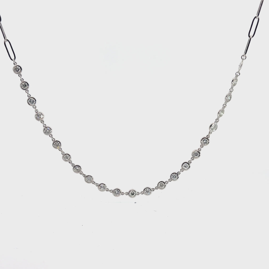 14k White Gold 2.50ct G SI1 Round Diamond Paperclip Link and Diamonds By the Yard Necklace