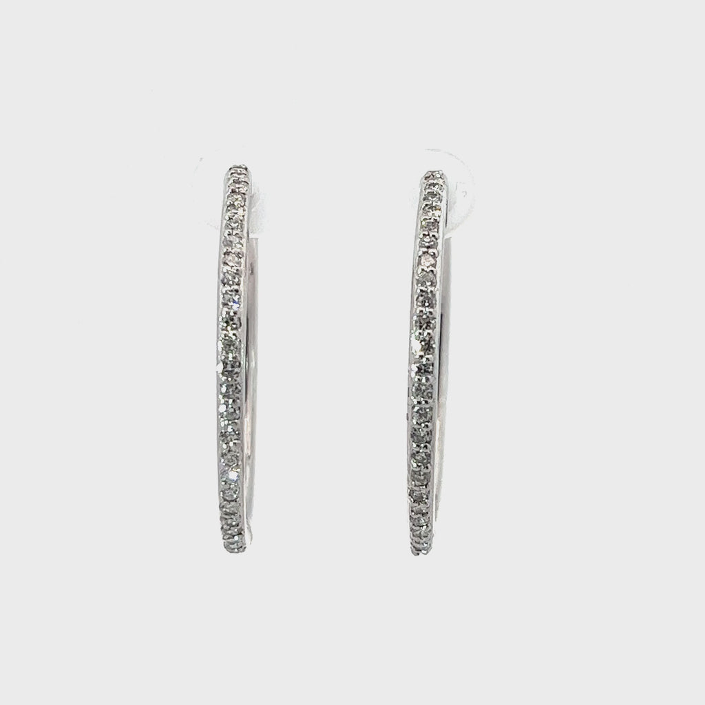 14k White Gold .78ct H SI2 Round Diamond Hoop Earrings