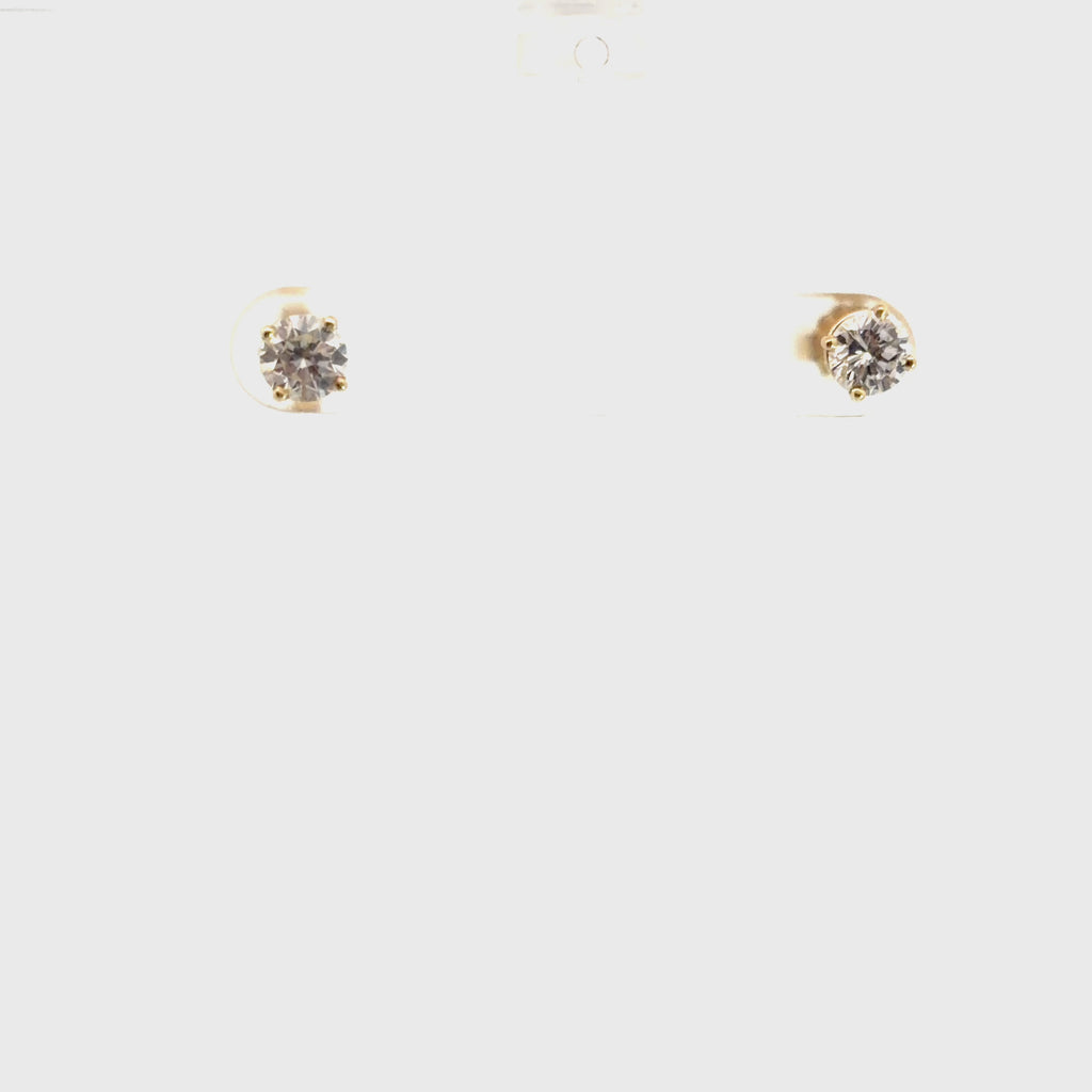 14k Yellow Gold 1.18ct G SI1 Round Diamond 4 Prong Stud Earrings