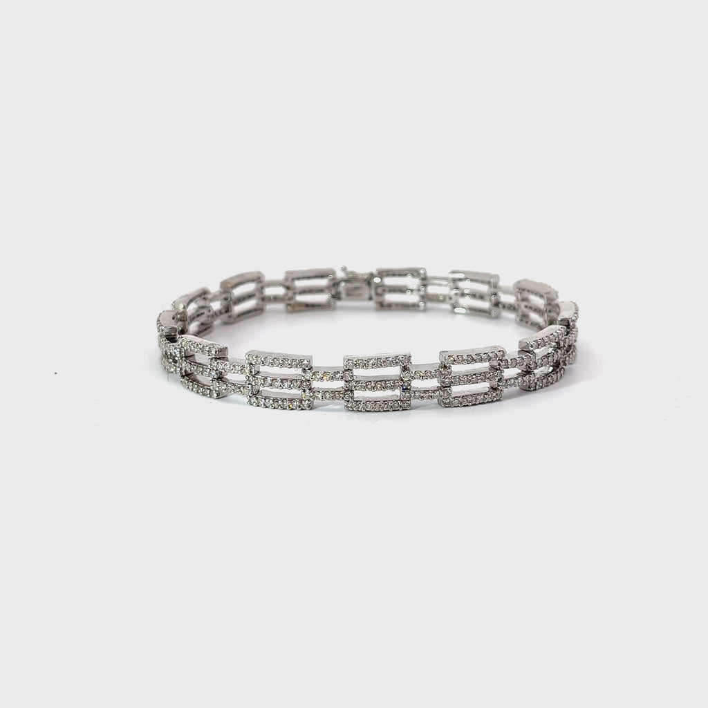 14K WHITE GOLD 3.83CT G VS2 Round  Diamond Bracelet 21.2GRAM
