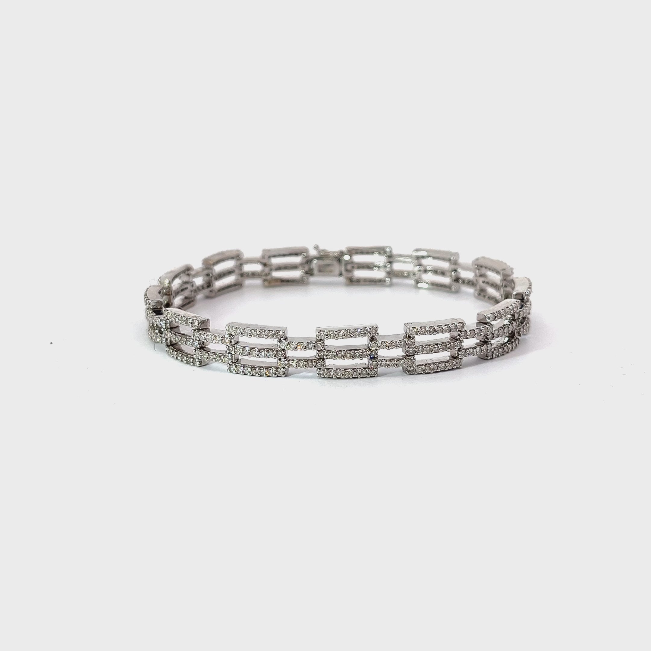 14K WHITE GOLD 3.83CT G VS2 Round  Diamond Bracelet 21.2GRAM