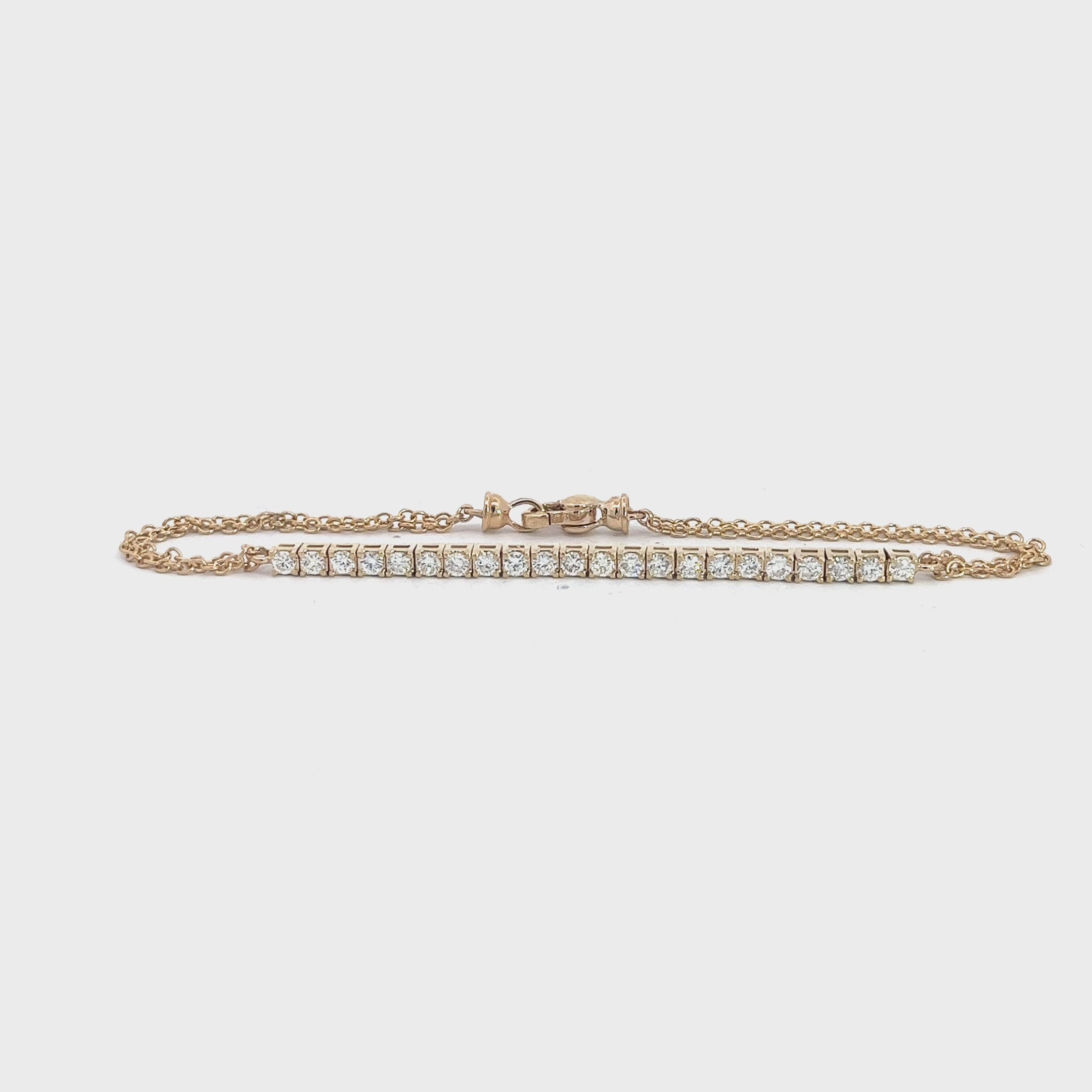 14k Yellow Gold 1.25ct G VS2 Round Diamond 1/2 Round Bracelet
