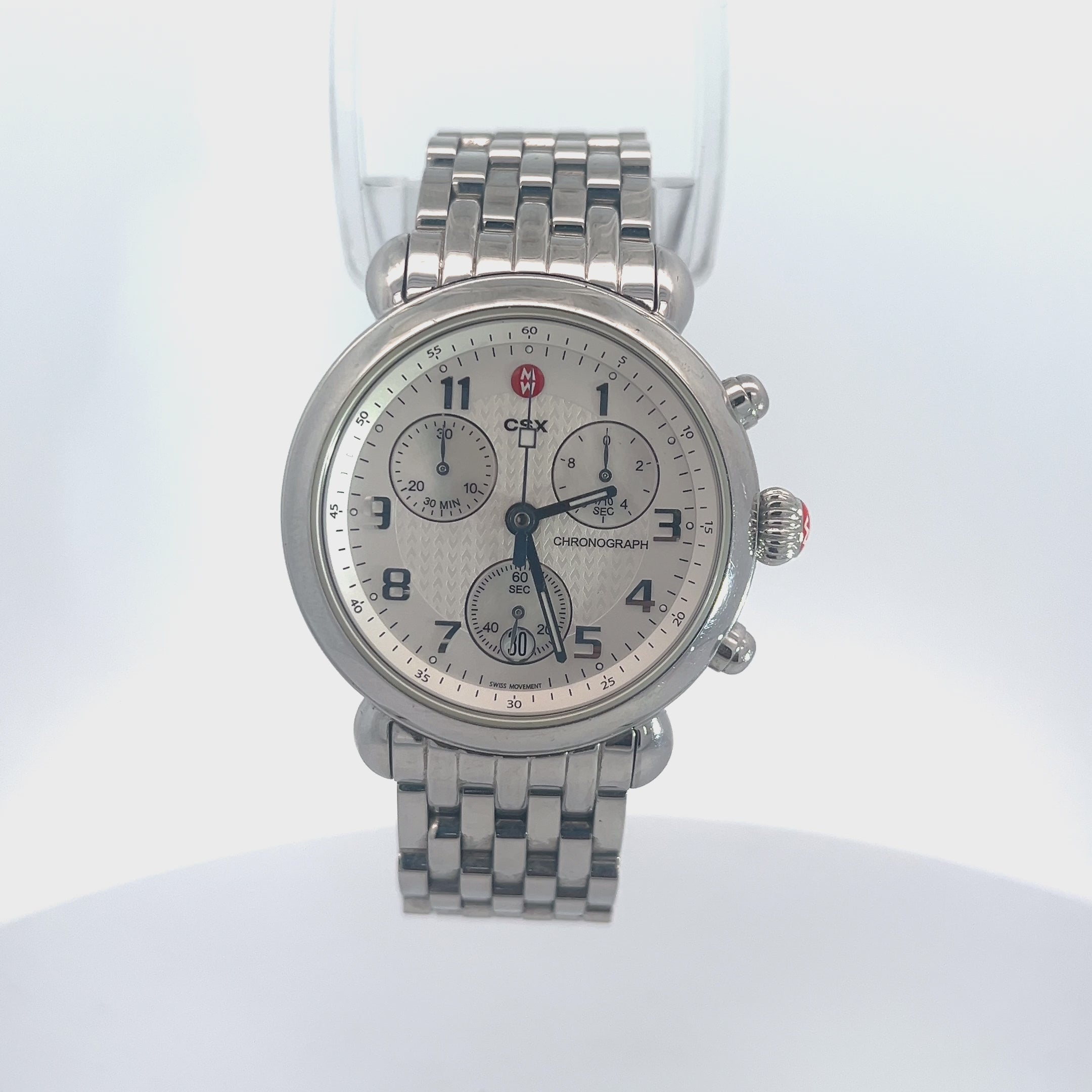 Michele CSX-Chronograph Swiss Analog Quartz Stainless Pre-Owed Watch (DQ07108)