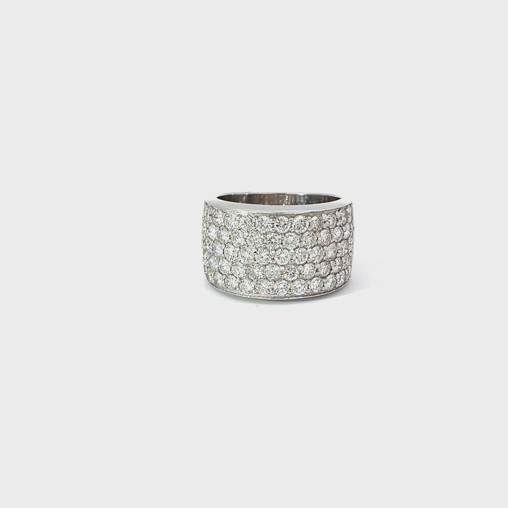 14K WHITE GOLD 3.15CT F VS2 ROUND DIAMOND 5 ROW RING 13.2MM 12 GRAM