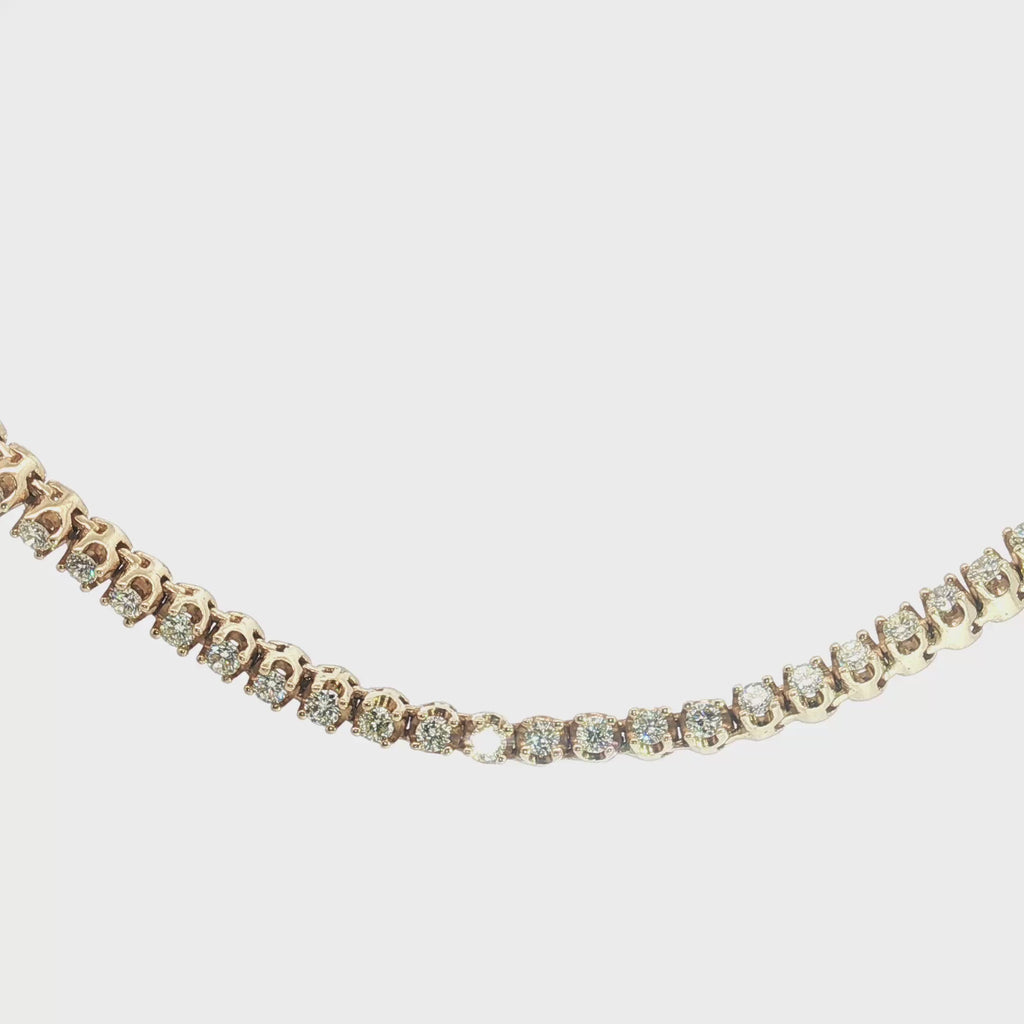10k Yellow Gold 8.00ct J SI1 Round Diamond Tennis Necklace 18" inch