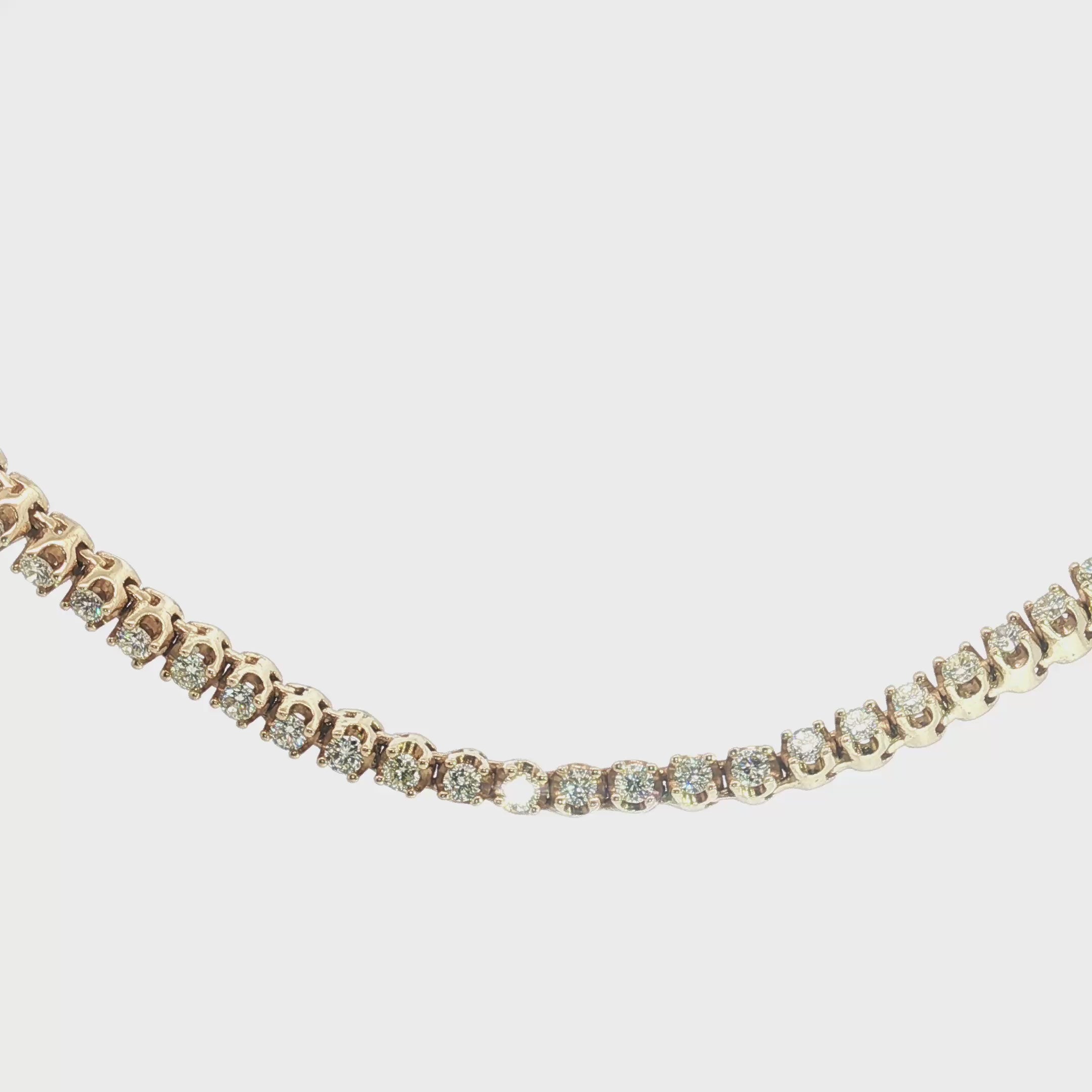 10k Yellow Gold 8.00ct J SI1 Round Diamond Tennis Necklace 18" inch
