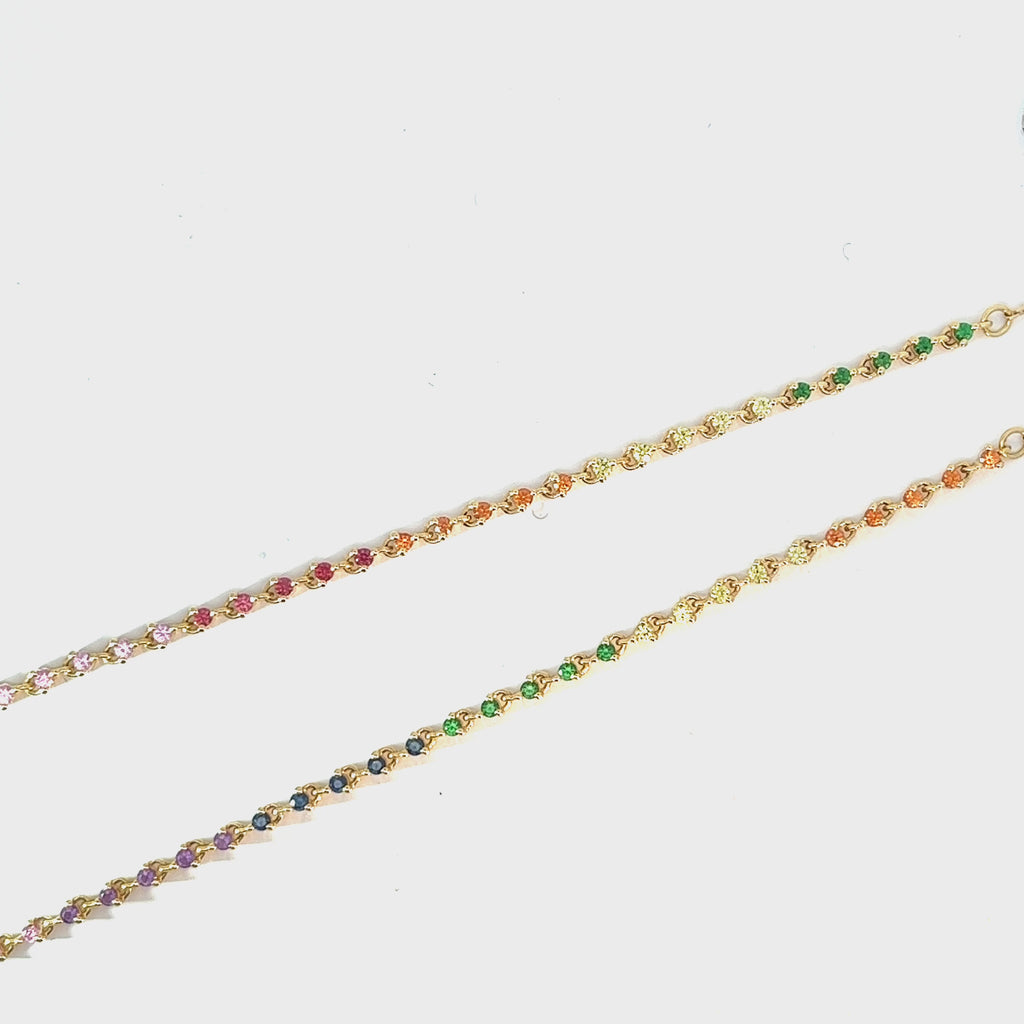 18k Yellow Gold Multi-Colored Sapphire Necklace