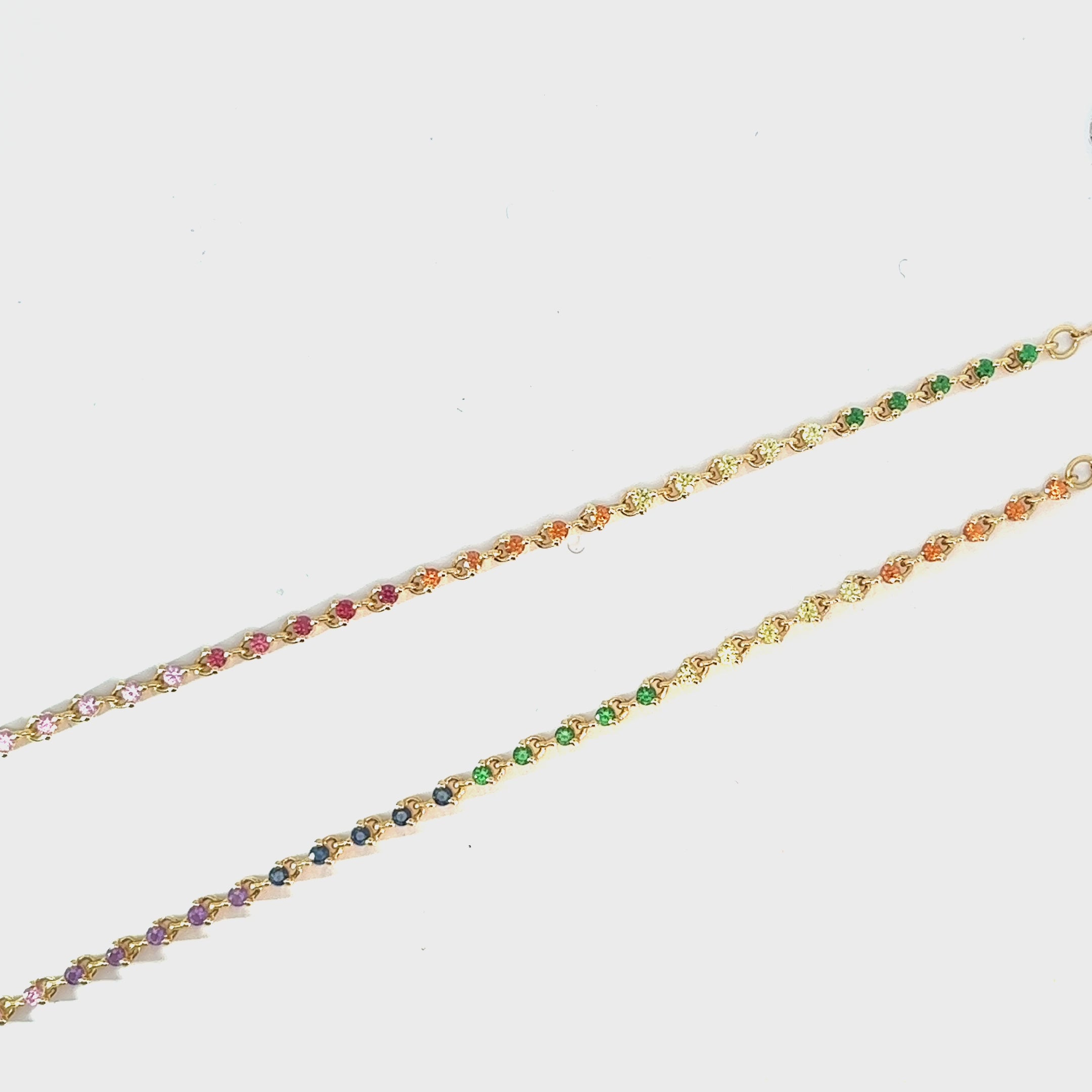 18k Yellow Gold Multi-Colored Sapphire Necklace
