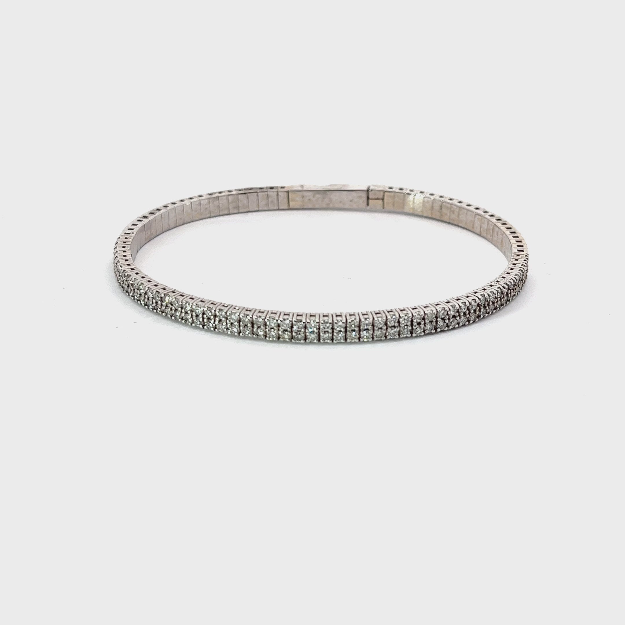 14k White Gold 2.00ct G SI1 Round Diamond Flex Bangle Bracelet