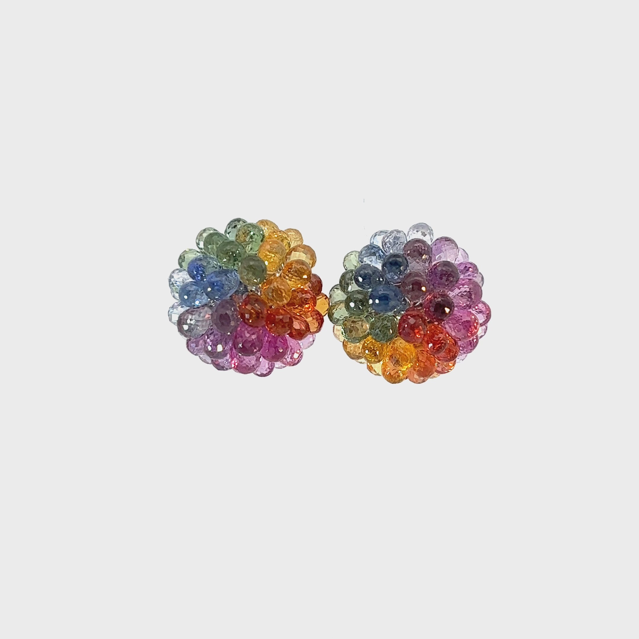 18k White Gold Multi Colored Sapphire Stud Earrings