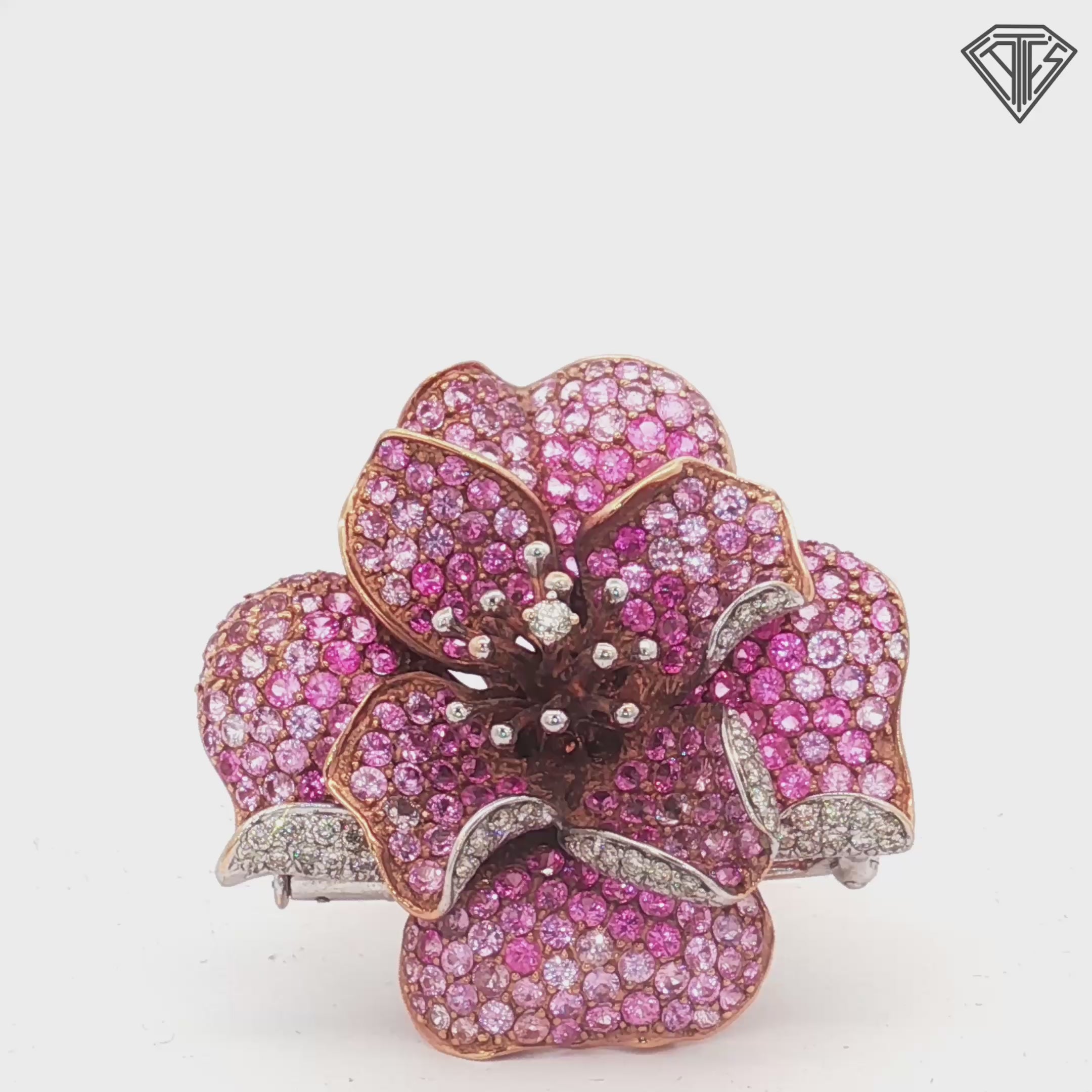 18k Rose Gold 6.00ct Round Pink Sapphire/ .50ct F VS2 Round Diamond Pin Convertible Ring Size 7
