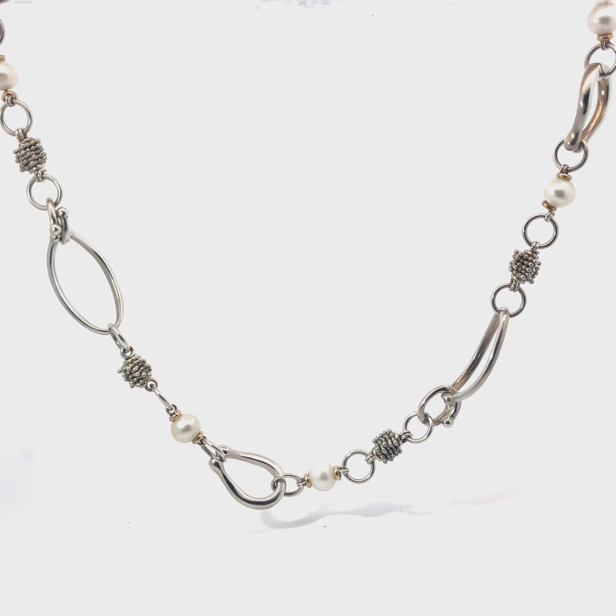 Pre-Owned Michael Dawkins 14k Yellow Gold , Sterling and Pearl Necklace