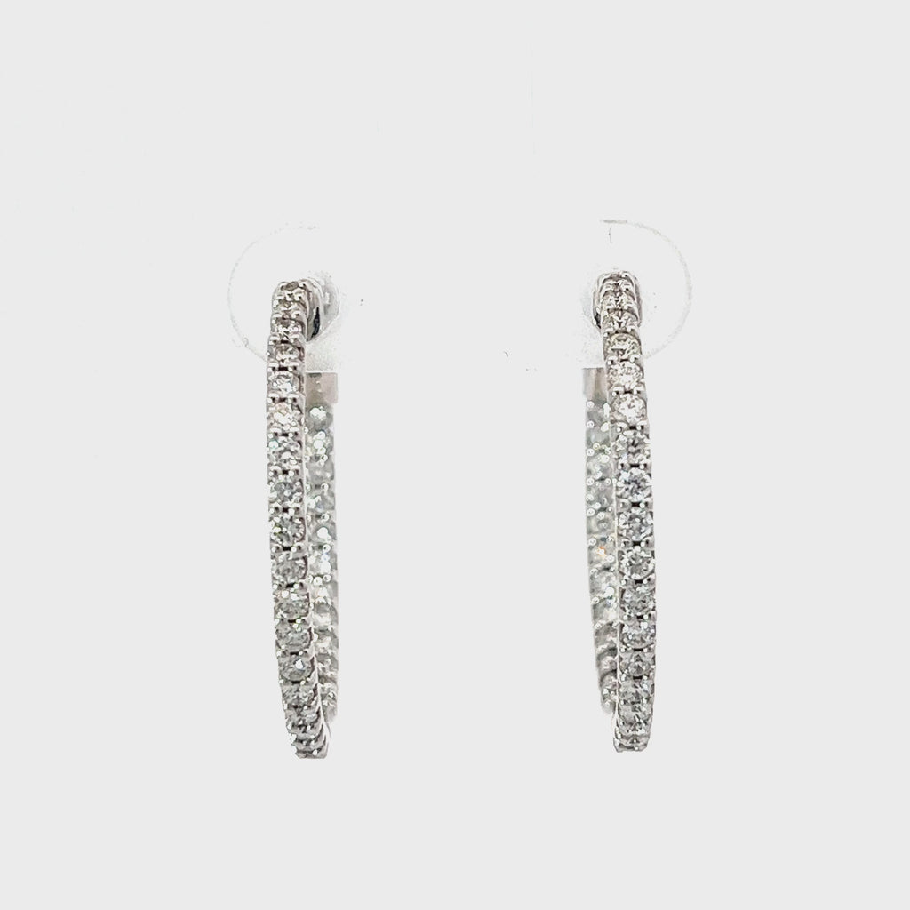 14k White Gold 1.25ct G SI1 Round Diamond Hoop Earrings