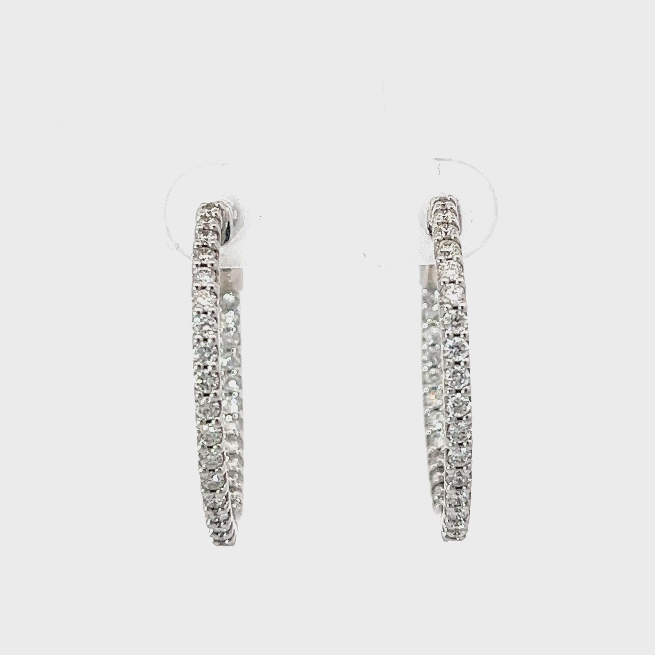 14k White Gold 1.25ct G SI1 Round Diamond Hoop Earrings