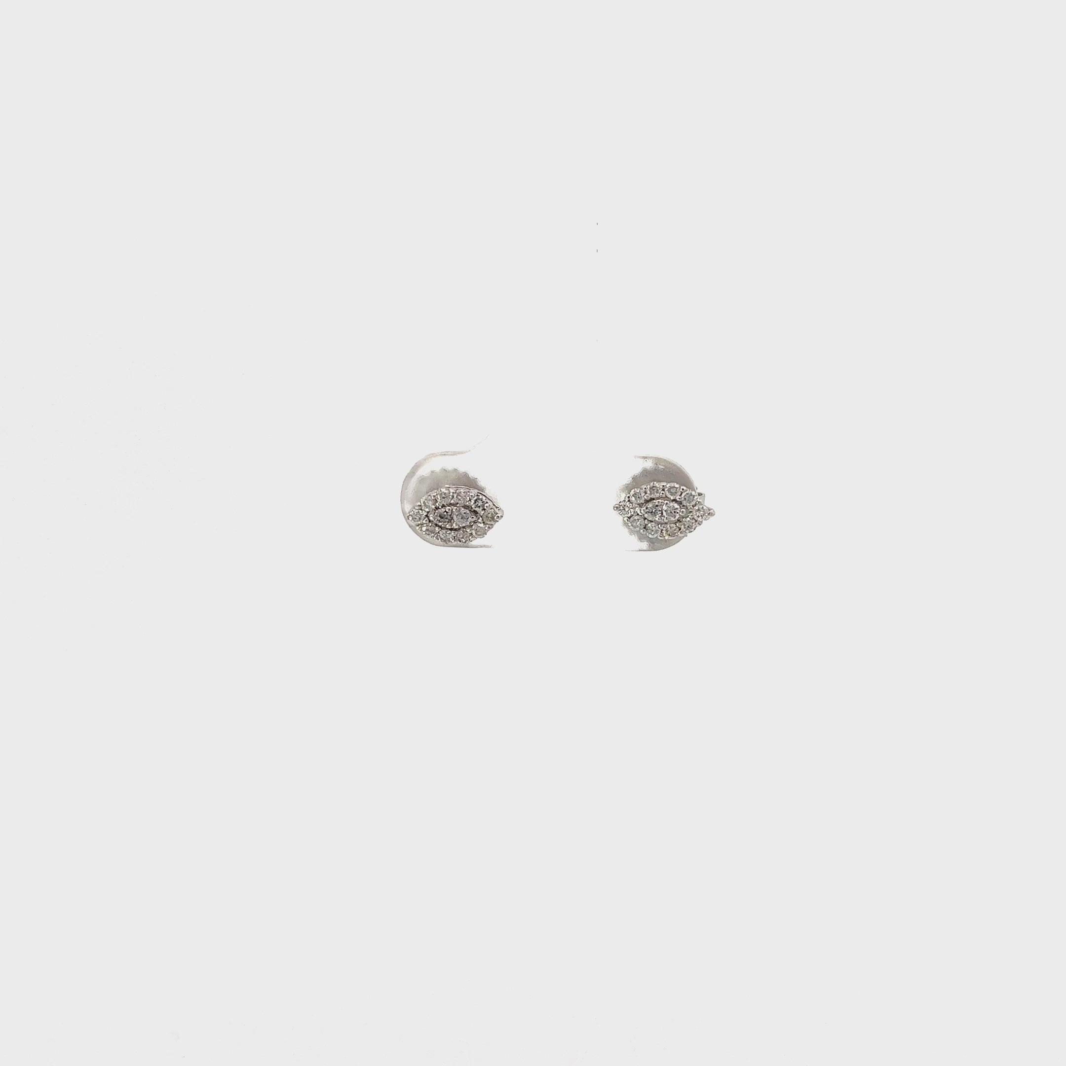 14k White Gold .28ct G VS2 Round Diamond Evil Eye Stud Earrings