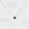 Ladies 14k white gold diamond and sapphire necklace