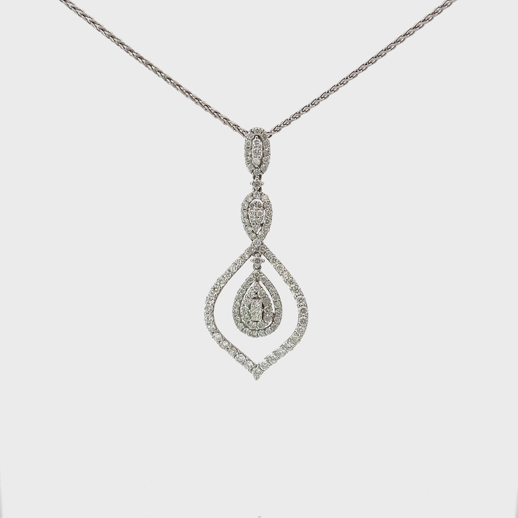 18k White Gold 3.36ct G Si1 Round Diamond Drop Necklace