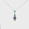 Ladies 14k white gold emerald and Tanzanite Necklace
