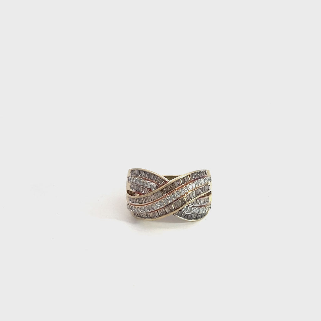 10k Yellow Gold 1.25ct Chocolate Diamond Baguette/ .25ct G SI1 Round Diamond Ring