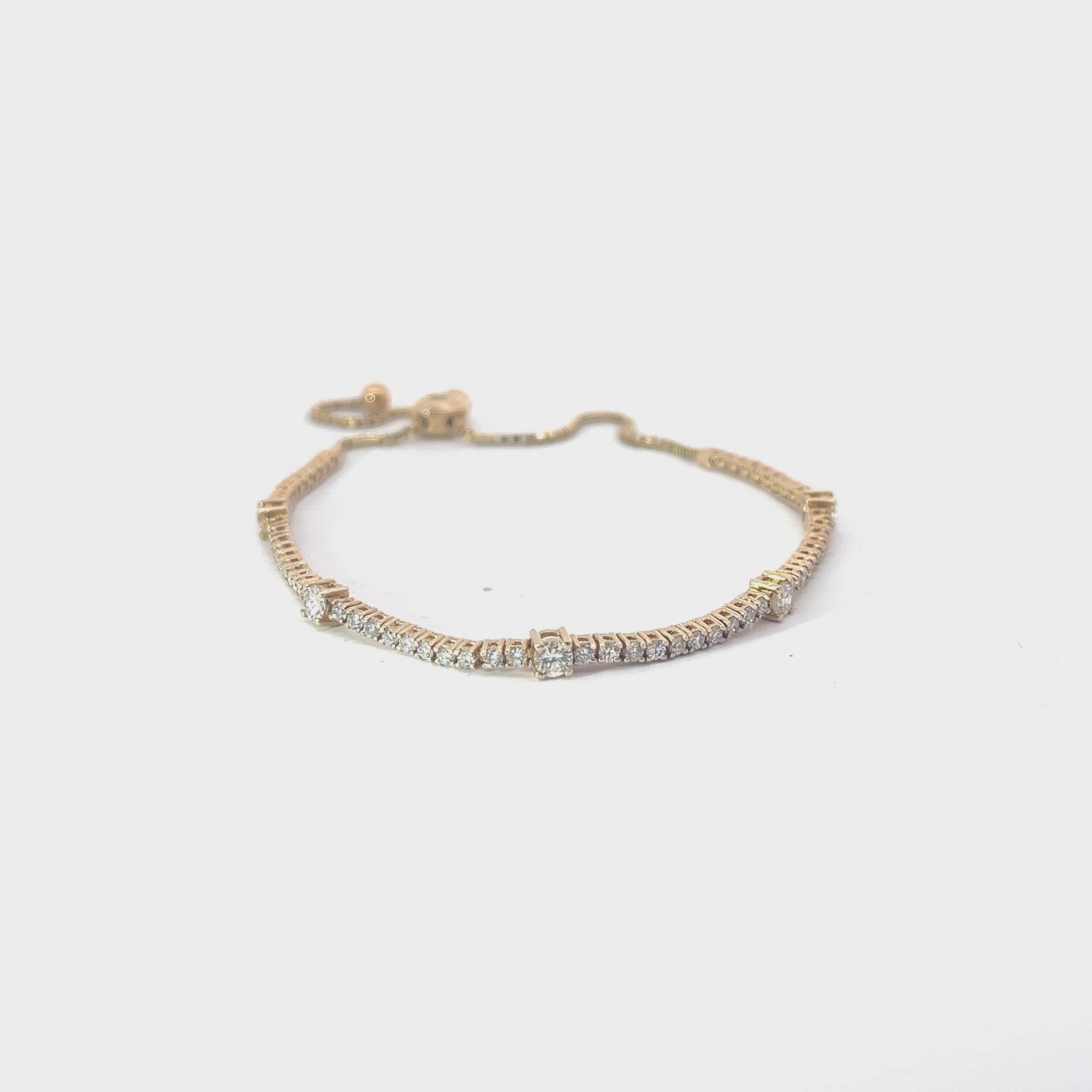 14k Yellow Gold 2.25ct G SI1 Round  Diamond Bolo Bracelet