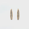 14KY 2CT BAGUETTE AND ROUND H SI1  DIAMOND 5.5MM WIDE 1.1"INCH LONG ALTERNATING EARRINGS