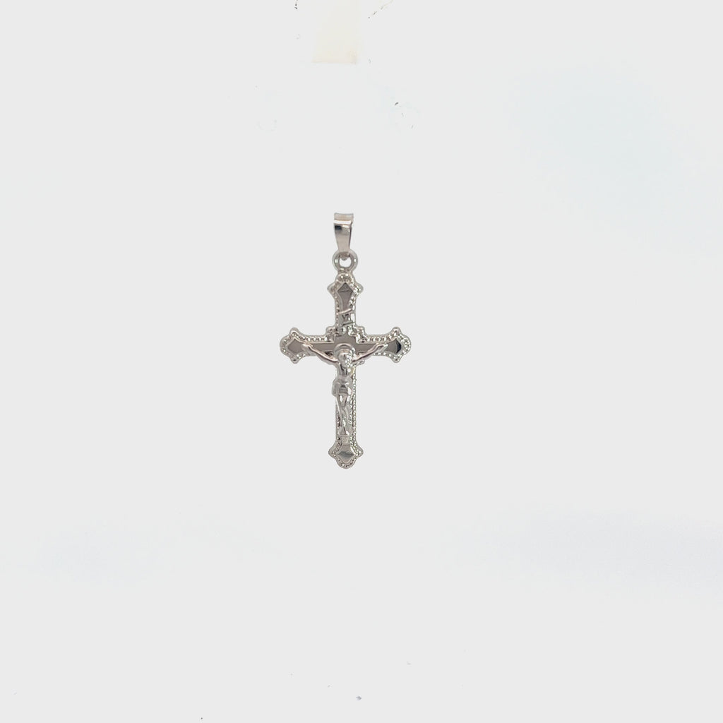 14k White Gold Polished Cross Necklace