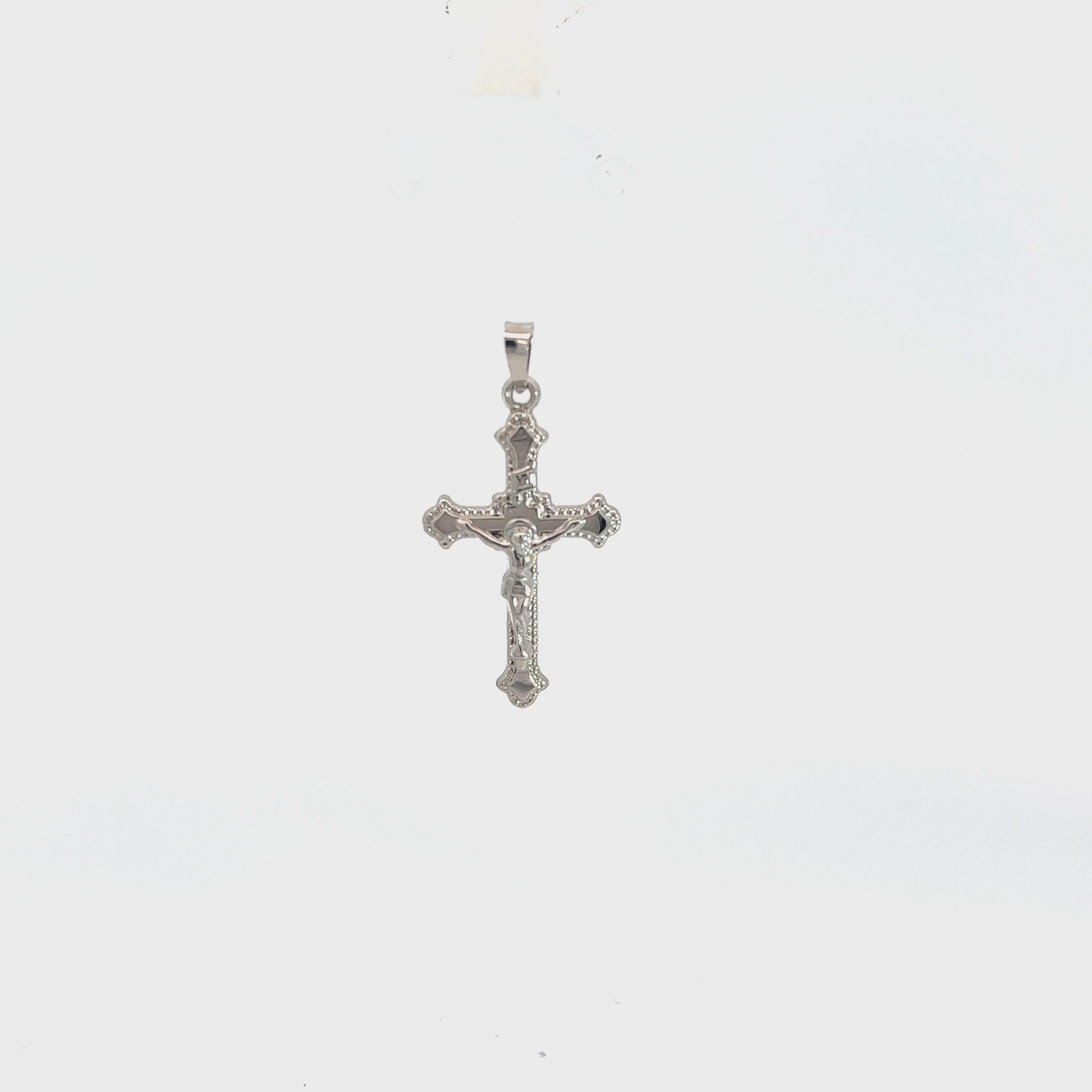 14k White Gold Polished Cross Necklace