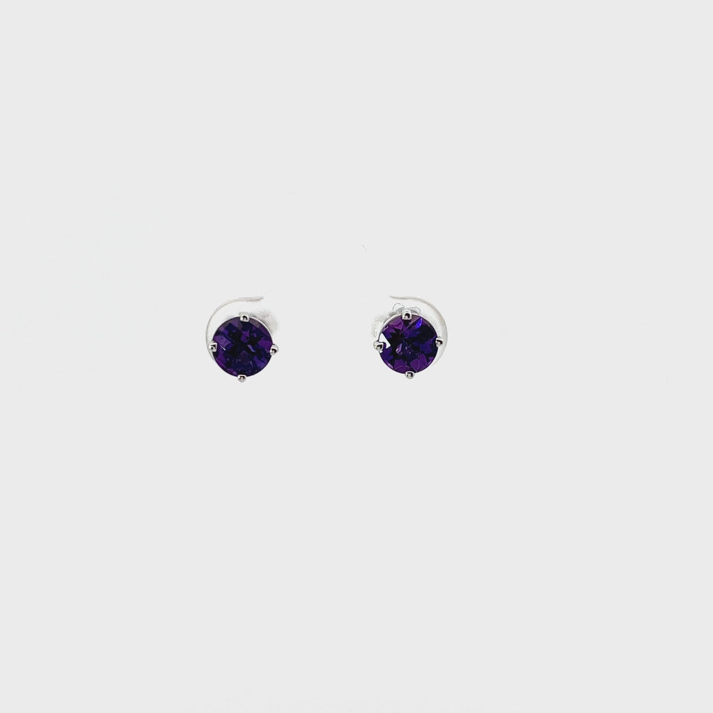 14k White Gold 2.00ct Round Amethyst stud earrings