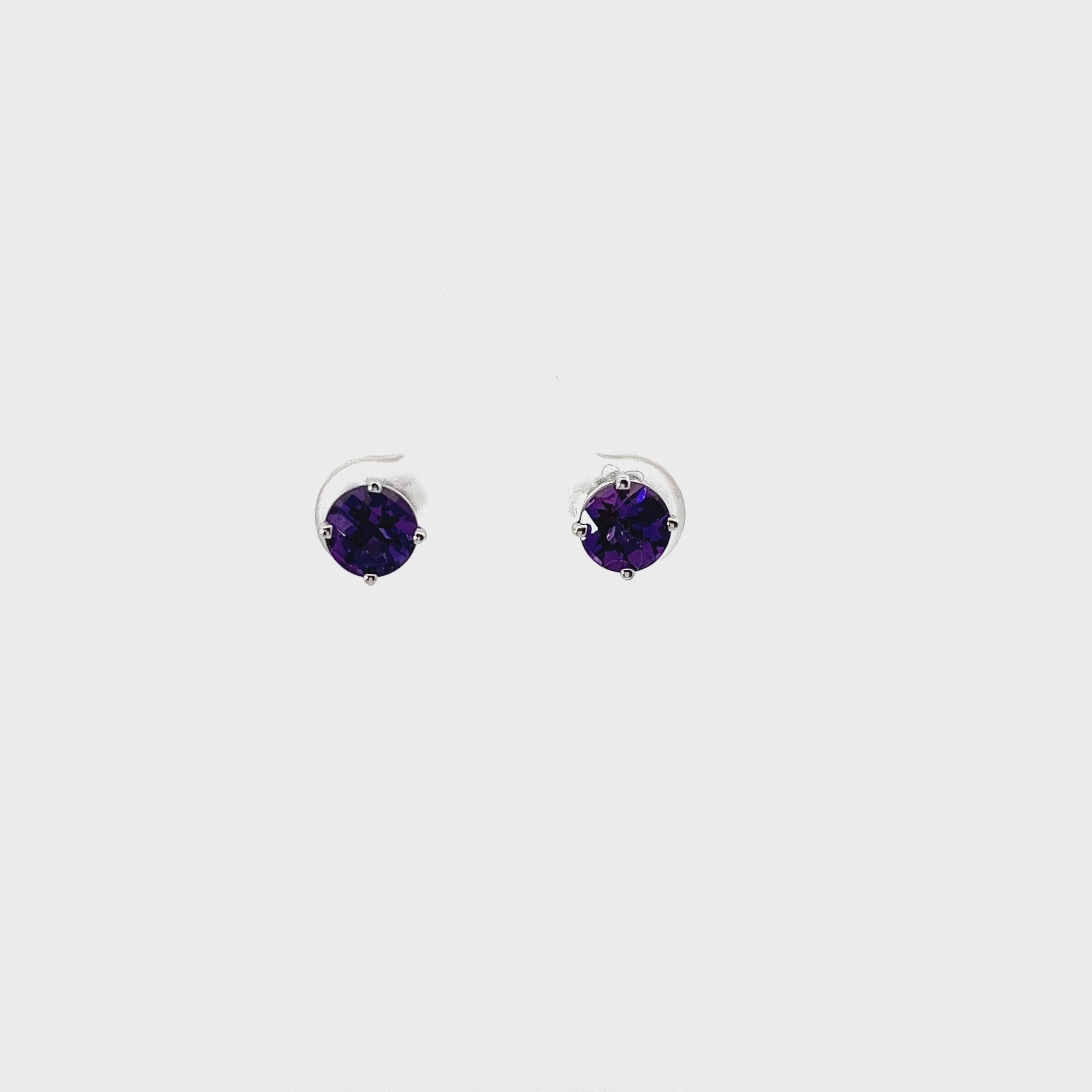 14k White Gold 2.00ct Round Amethyst stud earrings