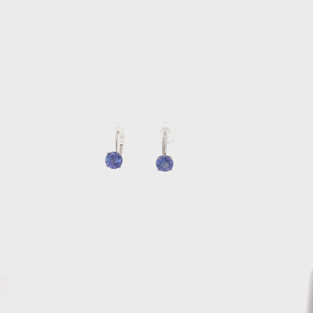 14k White Gold 1.50ct Round Tanzanite Drop  Earrings
