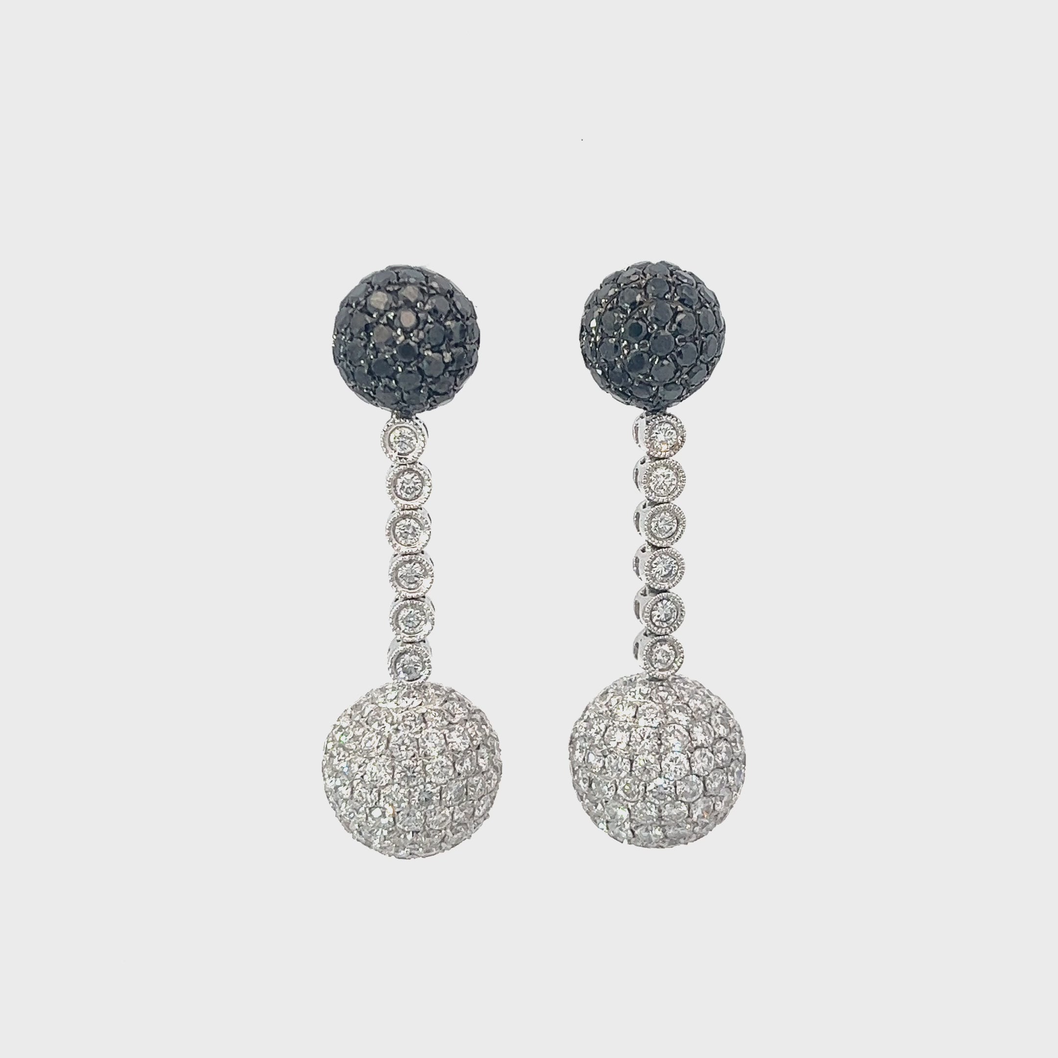 18k White Gold 4.50ct F VS2  White Diamond  & 1.00ct Black Diamond Drop Earrings